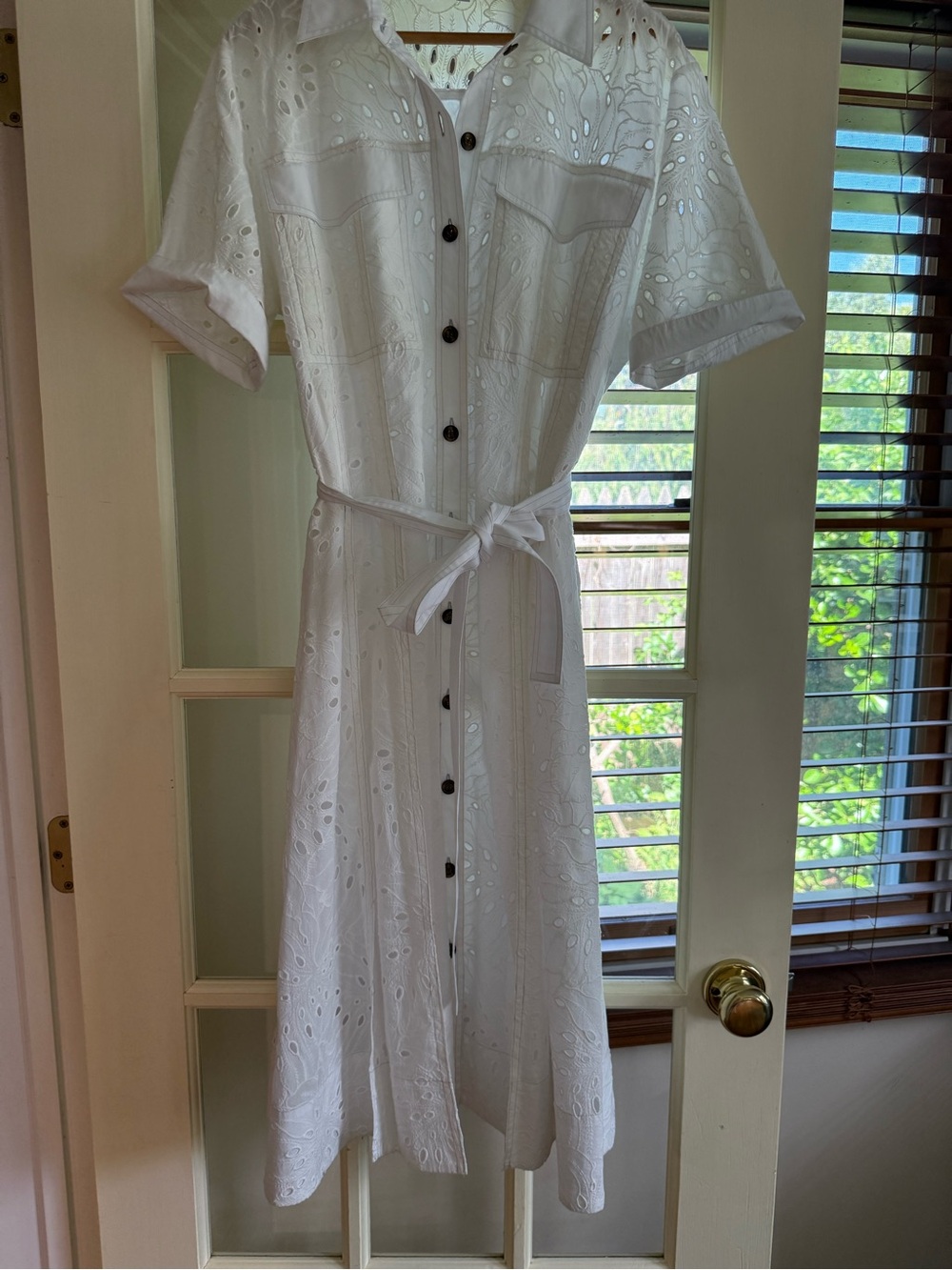 10 Crosby Derek Lam White Embroidered Eyelet Dress Shirt